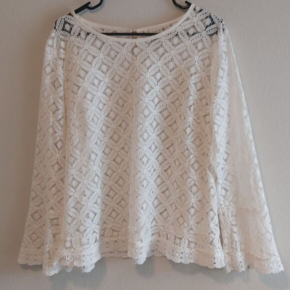 a new day Tops - XXL White Lace Long Bell Sleeve Blouse